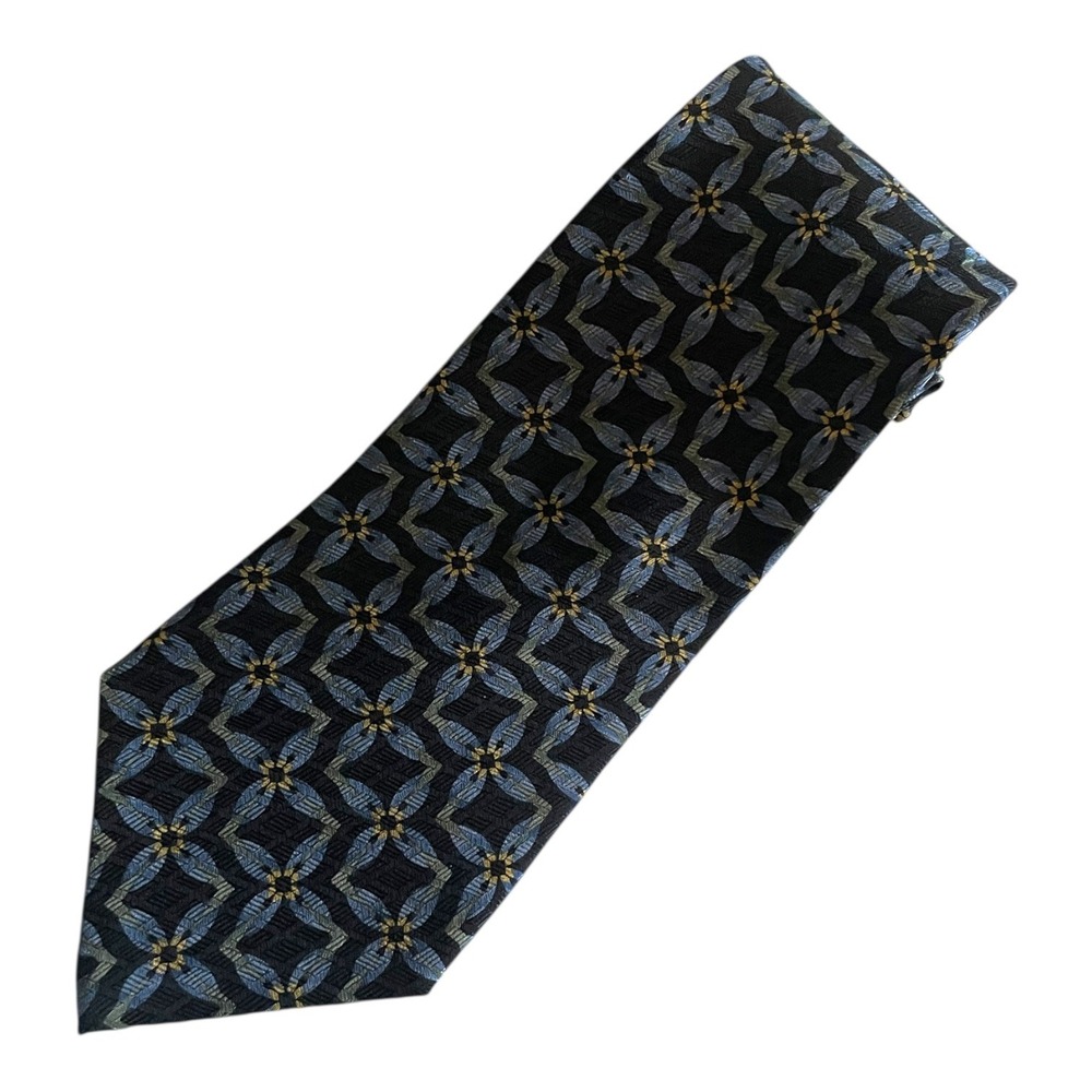 Jhane Barnes Silk Tie Blue Floral Made in‎ Italy Men's Necktie 3.75" W